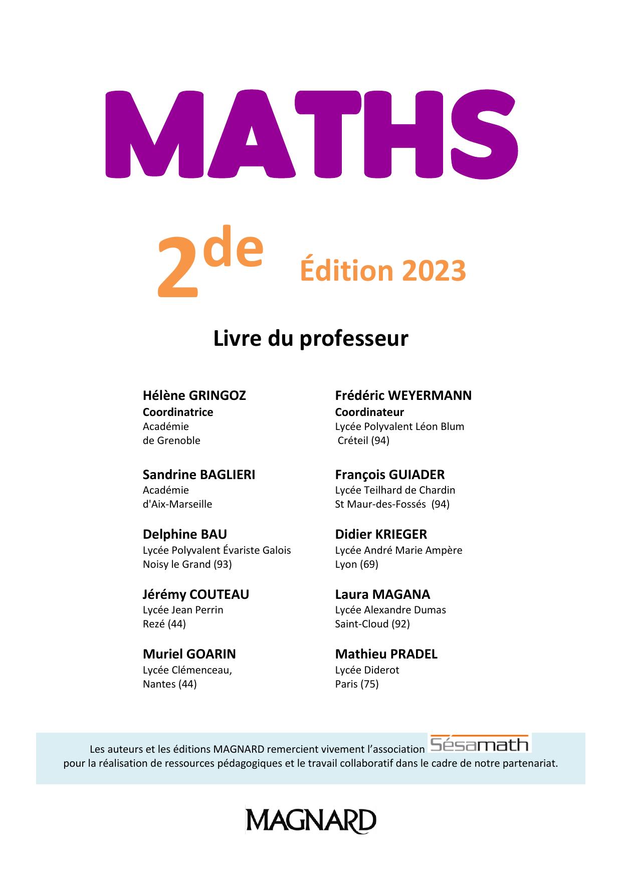 Magnard Maths 2nde-prof