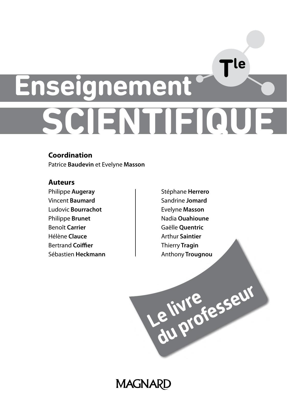 Magnard Enseignement scientifique Terminale-prof